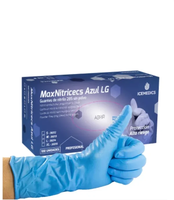 MAXNITRICECSazul MaxNitricecs Azul - Guantes de Nitrilo super reforzado puño largo